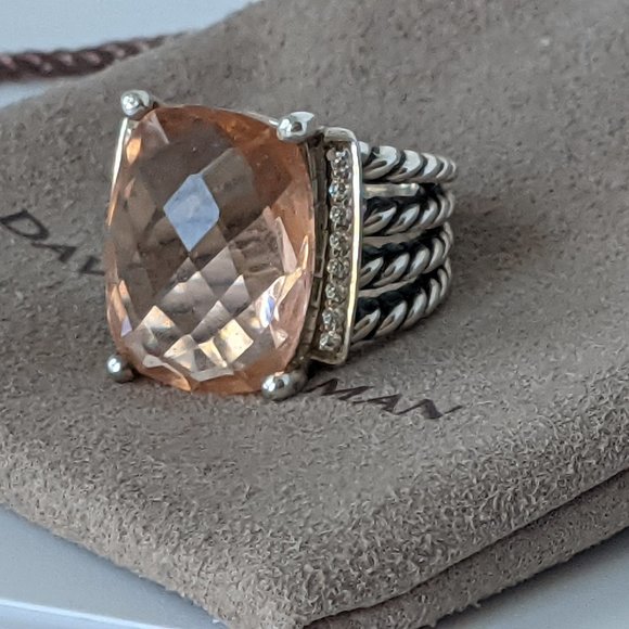 David Yurman Wheaton Morganite & Diamond Ring - Picture 2 of 14